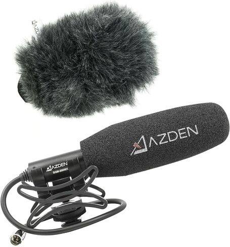 Azden SGM-250MX Professional Compact Cine Shotgun Microphone with Mini XLR Output | 6.02 Compact Shotgun, 13 Hardwired Mini-Xlr, DC 11-50v Phantom, Supercardioid, Includes Smh-X Shockmount, Windscreen, Pouch in Saudi Arabia