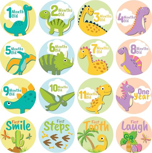ملصقات للأولاد بصورة ديناصور بيبي مايلستون ملصقات الأطفال الشهرية 12 ملصقات معلم للفتاة الصغيرة، ملصقات مايلستون للأولاد أو البنات، ملصقات شهرية للآباء الجدد in Kuwait
