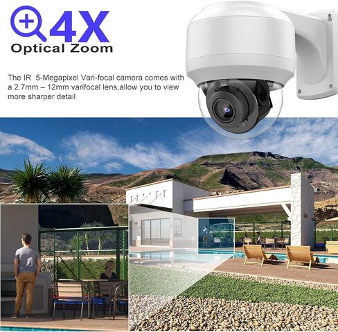 متوافق مع كاميرا Hikvision 4K PTZ 8MP بالألوان الكاملة PoE IP، عدسة تكبير بصري 5X 2.7~13.5 مم، اكتشاف الإنسان/المركبة بالذكاء الاصطناعي، رؤية ليلية ملونة بأضواء كاشفة بطول 98 قدمًا، صوت ثنائي الاتجاه، SD(512 جيجابايت)، IP67(2386IRC PTZ) in Kuwait