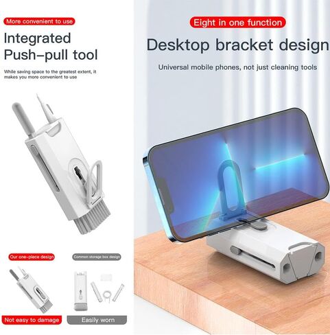 مجموعة تنظيف إلكترونية 8 في 1، قلم تنظيف 3 في 1 لأجهزة AirPods، مجموعة تنظيف لوحة المفاتيح مع فرشاة ناعمة، أدوات تنظيف متعددة الوظائف لمنفذ شحن iPhone، الهاتف، سماعات الأذن، الكمبيوتر المحمول - شاشة الكمبيوتر in Kuwait