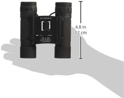 BARSKA Binoculars AB10111 10x25 Lucid View، أسود، مضغوط، عدسة زرقاء، لامع in Kuwait