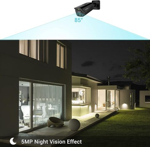 كاميرا Brillcam Oudoor IP، رؤية ليلية 85 قدمًا، كاميرا PoE بدقة 5 ميجابكسل، كاميرا أمان داخلية، عدسة 2.8 مم، ضوء كشاف، فتحة ميكروفون/SD مدمجة، بطاقة SD سعة 128 جيجابايت (غير متضمنة)، كشف الإنسان/التطفل/الحركة in Kuwait