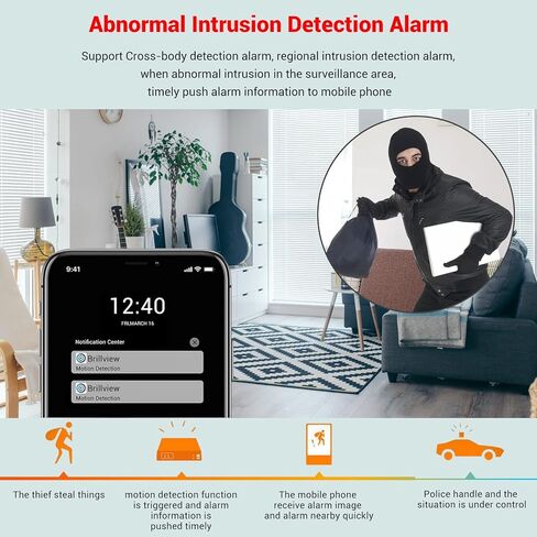 كاميرا Brillcam Oudoor IP، رؤية ليلية 85 قدمًا، كاميرا PoE بدقة 5 ميجابكسل، كاميرا أمان داخلية، عدسة 2.8 مم، ضوء كشاف، فتحة ميكروفون/SD مدمجة، بطاقة SD سعة 128 جيجابايت (غير متضمنة)، كشف الإنسان/التطفل/الحركة in Kuwait