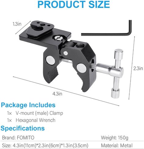 FOMITO V Mount Battery Plate V Mount Adapter V-Lock (Male) Clamp Release Plate VK-05 for V-Mount Power Adapter in Saudi Arabia