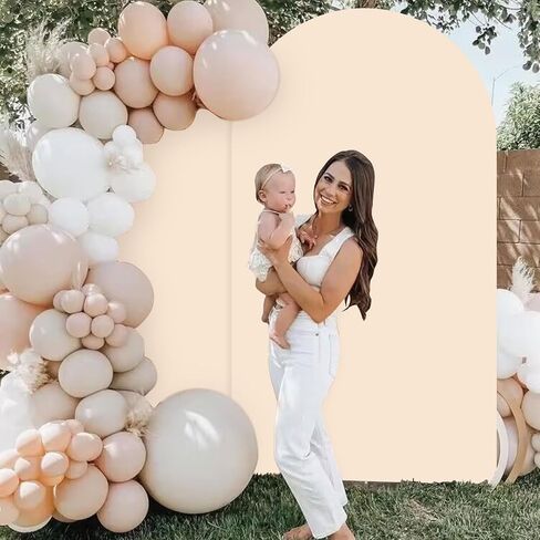 Yellow 7.2FT Stretchable Polyester & Spandex Arch Cover - Backdrop for Wedding, Baby Shower, Garden Decor, Chiara Stand Frame in Kuwait