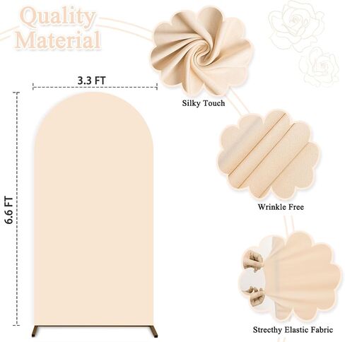Yellow 7.2FT Stretchable Polyester & Spandex Arch Cover - Backdrop for Wedding, Baby Shower, Garden Decor, Chiara Stand Frame in Kuwait