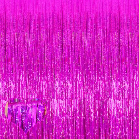 4 Pack New Black Fringe Curtain Backdrop, 3.2Ft x 8.2Ft Sparkle Metallic Tinsel Foil Fringe Streamers Background for Photo Booth Birthday Wedding Baby Shower Party Thanksgiving Christmas Decorations in Kuwait