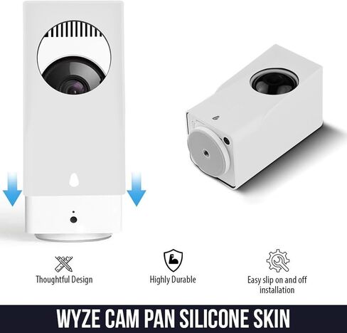 JESSY Silicone Cover Compatible with Wyze Cam pan v2, Water Resistant Protective Case for Outdoor and Indoor, Easy to Install (2Pack, White) in Kuwait