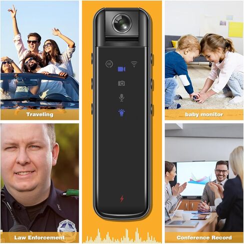 HONGHOO Body Camera with 1080P HD Recording in Motion Detection and Night Vision Function, Built-in 64GB Card Wearable Camera, 6 HR Battery,Body Cam for Home, Outdoor, Law Enforcement, Work Records in Kuwait