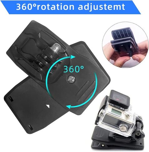 حامل مشبك سريع لحزام حقيبة الظهر، مشبك تثبيت على الظهر يدور 360 درجة متوافق مع Gopro Hero 11/10/9/8/7/6/5 أسود، سيشن، فيوجن، Xiaomi Yi، DJI Osmo Action ومعظم كاميرات الحركة in Kuwait