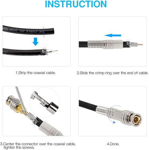 V-Fiabilidad 12 حزمة BNC ذكر موصلات محورية، BNC لحام RG59 RG6 محطة محورية مطلية بالذهب برغي على محول نحاسي لكابلات فيديو كاميرا مراقبة أمان المنزل CCTV in Kuwait