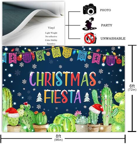Avezano Christmas Fiesta Backdrop Cactus Mexican Holiday Xmas Party Photography Background Feliz Navidad Party Decoration Banner Photobooth Photoshoot Favors Props (7x5ft) in Kuwait