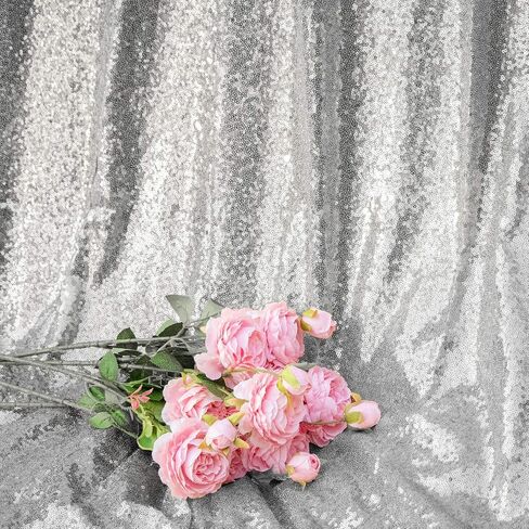 JYFLZQ Silver Sequin Backdrop Curtains 2ft x 8ft 2 Panel Glitter Photo Booth Backdrops Sparkly Photography Background Drapes for Parties Wedding Bridal Showers in Saudi Arabia