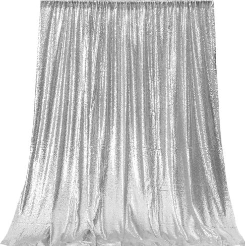 JYFLZQ Silver Sequin Backdrop Curtains 2ft x 8ft 2 Panel Glitter Photo Booth Backdrops Sparkly Photography Background Drapes for Parties Wedding Bridal Showers in Saudi Arabia