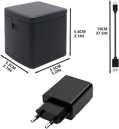 شاحن بطارية KWTOUL Hero 9/10/11 شاحن بطارية ثلاثي صندوق تخزين البطارية متوافق مع Gopro Hero 11/10/9 شاحن USB سريع للتخزين وقابس شاحن محول تيار متردد أمريكي in Kuwait