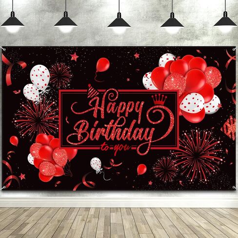 Blulu Black and Gold Happy Birthday Banner Sign Photo Backdrop, Classic in Kuwait