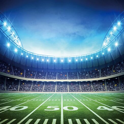 LYWYGG 7X5FT Super Bowl Backdrop Football Field Backdrop Photography Props Auditorium Light Themed Bowl Night Spotlight Decorations Photo Studio Props CP-306 in Kuwait