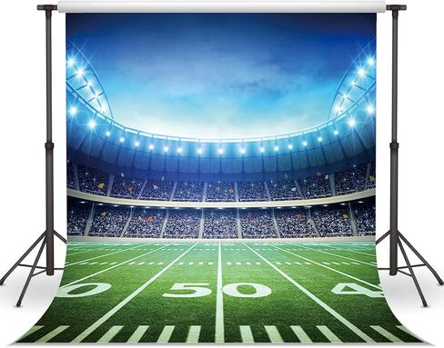 LYWYGG 7X5FT Super Bowl Backdrop Football Field Backdrop Photography Props Auditorium Light Themed Bowl Night Spotlight Decorations Photo Studio Props CP-306 in Kuwait