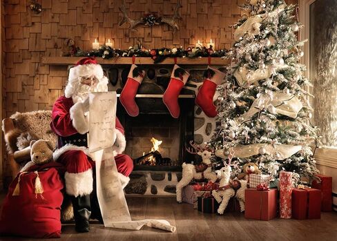 SJOLOON Christmas Backdrop Fireplace Santa Claus Christmas Tree for Christmas Theme Party Decoration Banner Photoshoot Studio Props 11730 (8x6FT) in Saudi Arabia