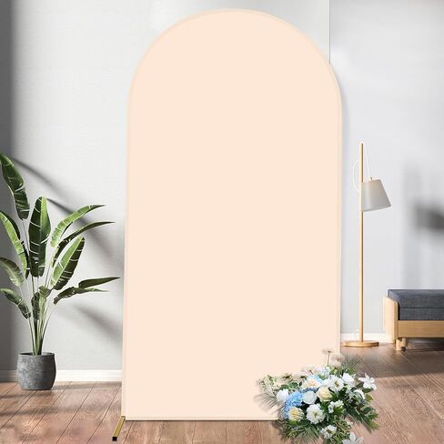 Spandex Fitted Arch Backdrop Cover Chiara Arch Cover Backdrop Fabric,2-Sided Wedding Arch Cover for Wedding Ceremony Birthday Party Baby Shower Banquet Decoration(Beige, 2.6 x 6 ft) in Kuwait