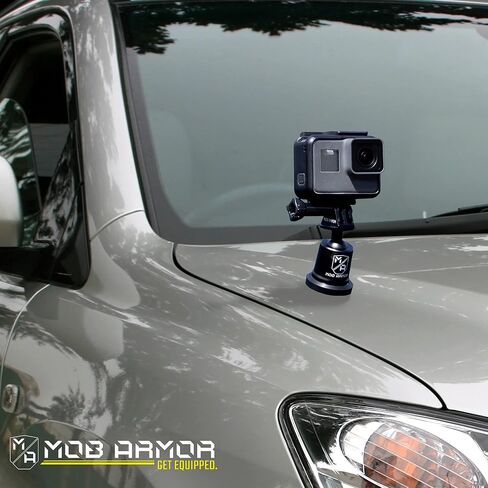 موب ارمور حامل مغناطيسي محوري لكاميرا الاكشن - حامل مغناطيسي لكاميرا جوبرو، اساسيات منشئ المحتوى، يدعم مغناطيس سحب بقوة 90 باوند، غطاء كروي 90 درجة (5 × 5 × 5 انش) in Kuwait