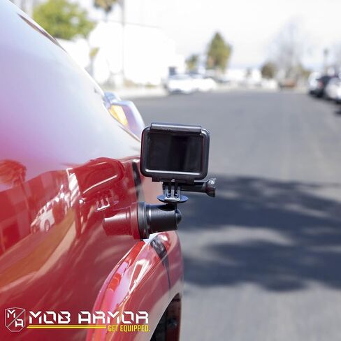 موب ارمور حامل مغناطيسي محوري لكاميرا الاكشن - حامل مغناطيسي لكاميرا جوبرو، اساسيات منشئ المحتوى، يدعم مغناطيس سحب بقوة 90 باوند، غطاء كروي 90 درجة (5 × 5 × 5 انش) in Kuwait