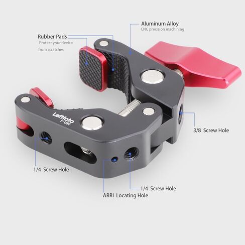 Leftfoto Universal Super Clamp,Crab Shaped Camera Clamp,All-Metal Pliers Clip w/1/4'' and 3/8'' Thread for Tripod Legs/Bicycles/Table/LCD Field Monitors/Microphones/Gopro Sports Camera in Saudi Arabia