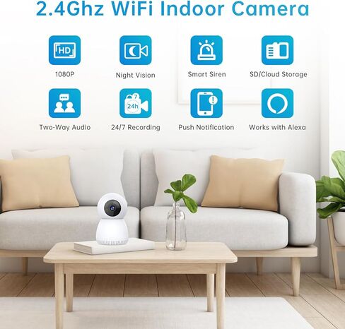 WESECUU Home Security Camera, 360 Pan/Tilt Indoor Security Camera with Motion Detection Tracking, 1080P Pet Dog Camera with Phone App, Baby Monitor with Camera and Audio Two Way Audio in Kuwait