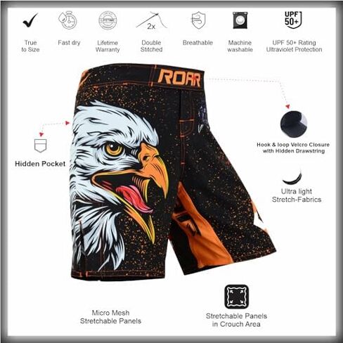 ROAR-INT MMA Fight Shorts Grappling Kickboxing Muay Thai Shorts BJJ Gym Training Running Athletic Wrestling Shorts in Kuwait