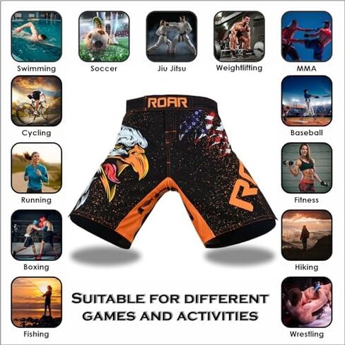 ROAR-INT MMA Fight Shorts Grappling Kickboxing Muay Thai Shorts BJJ Gym Training Running Athletic Wrestling Shorts in Kuwait