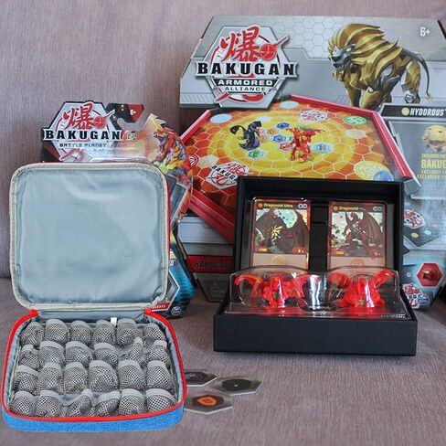 حقيبة تخزين KISLANE متوافقة مع 24 شخصية باكوغان، BakuCores، حافظة متوافقة مع 24 شخصية Bakugan مع جيب بسحاب لملحقات Bakugan، حقيبة فقط (أسود) in Kuwait