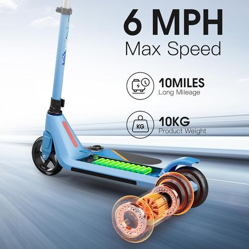 LINGTENG Electric Scooter for Kids Age of 6-10, Kick-Start Boost Kids Scooter with Adjustable Speed and Height, Kids Scooter with Flash Wheel & Deck Lights（Black） in Kuwait