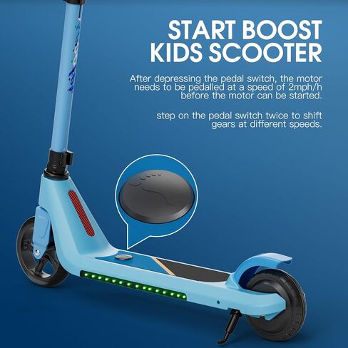LINGTENG Electric Scooter for Kids Age of 6-10, Kick-Start Boost Kids Scooter with Adjustable Speed and Height, Kids Scooter with Flash Wheel & Deck Lights（Black） in Kuwait