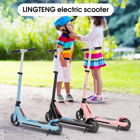 LINGTENG Electric Scooter for Kids Age of 6-10, Kick-Start Boost Kids Scooter with Adjustable Speed and Height, Kids Scooter with Flash Wheel & Deck Lights（Black） in Kuwait