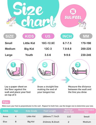 SULIFEEL Rainbow Unicorn 4 مقاسات قابلة للتعديل للتزلج على الجليد للفتيات والأولاد والأطفال in Kuwait
