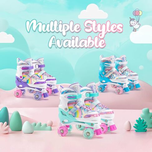 SULIFEEL Rainbow Unicorn 4 مقاسات قابلة للتعديل للتزلج على الجليد للفتيات والأولاد والأطفال in Kuwait