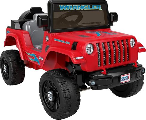 Bundle of Power Wheels Hot Wheels Jeep Wrangler Toddler Ride-On Toy with Driving Sounds + Power Wheels 6-Volt Red Rechargeable Replacement Battery for Fisher-Price Ride-On Preschool & Toddler Toy, Red in Saudi Arabia