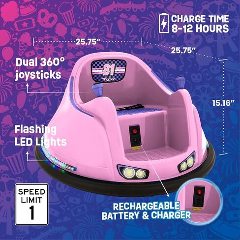 سيارة ممتص الصدمات Flybar FunPark 6V للأطفال الصغار، سيارة ممتصة للصدمات للأطفال، سيارة كهربائية للأطفال الصغار، سيارة ممتصة للصدمات للأطفال، للأعمار من 1.5 إلى 4 سنوات، أضواء LED، تدور 360 درجة، تدعم ما يصل إلى 66 رطلاً (بدون جهاز تحكم عن بعد) in Kuwait
