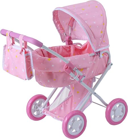 Olivia’s Little World - Baby Doll Bassinet Stroller, Baby Doll Pram Stroller Buggy for 3 Year Old Girls Toddlers, 2 in 1 Deluxe Doll Stroller for up to 16" Dolls, Toy Baby Stroller - Iridescent Color in Saudi Arabia