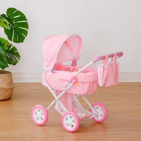 Olivia’s Little World - Baby Doll Bassinet Stroller, Baby Doll Pram Stroller Buggy for 3 Year Old Girls Toddlers, 2 in 1 Deluxe Doll Stroller for up to 16" Dolls, Toy Baby Stroller - Iridescent Color in Saudi Arabia