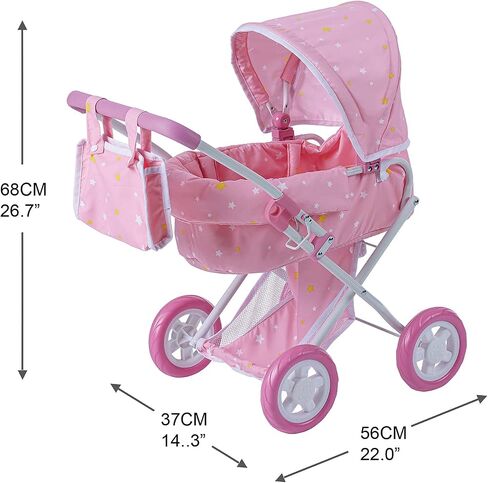 Olivia’s Little World - Baby Doll Bassinet Stroller, Baby Doll Pram Stroller Buggy for 3 Year Old Girls Toddlers, 2 in 1 Deluxe Doll Stroller for up to 16" Dolls, Toy Baby Stroller - Iridescent Color in Saudi Arabia