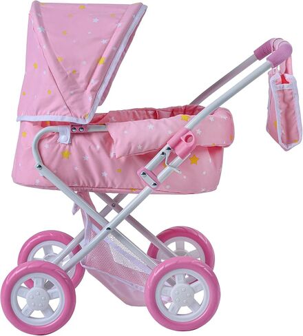Olivia’s Little World - Baby Doll Bassinet Stroller, Baby Doll Pram Stroller Buggy for 3 Year Old Girls Toddlers, 2 in 1 Deluxe Doll Stroller for up to 16" Dolls, Toy Baby Stroller - Iridescent Color in Saudi Arabia