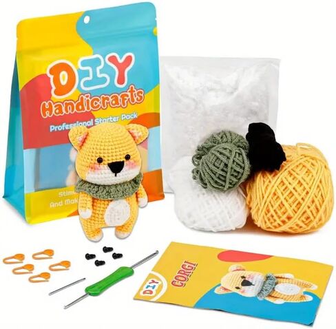 YYU مجموعة الكروشيه للمبتدئين، مجموعة حيوانات لطيفة كاملة من الكروشيه للمبتدئين، مع دروس فيديو خطوة بخطوة، مجموعات كروشيه للبالغين، مستلزمات الحياكة DIY in Kuwait