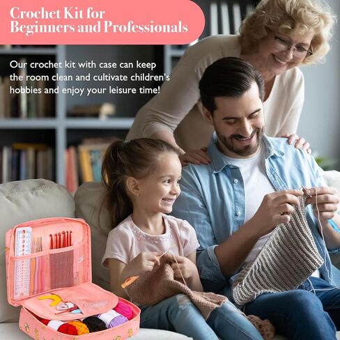 مجموعة كروشيه للمبتدئين البالغين، 90 قطعة من مجموعات الكروشيه مع ملحقات غزل الحياكة، حقيبة كروشيه، مجموعة أدوات كروشيه محمولة للمبتدئين والأطفال، خطافات كروشيه مريحة، لوازم أدوات حياكة للسفر in Kuwait