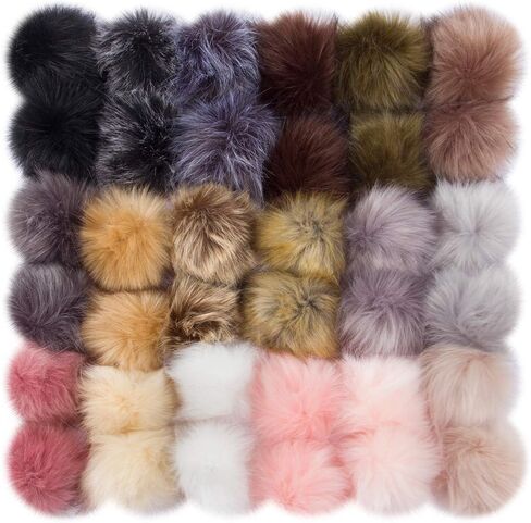 4.5" Fluffy Faux Fur Pom Poms for Hat Knitting & Crochet Accessories, 20Pcs in Kuwait