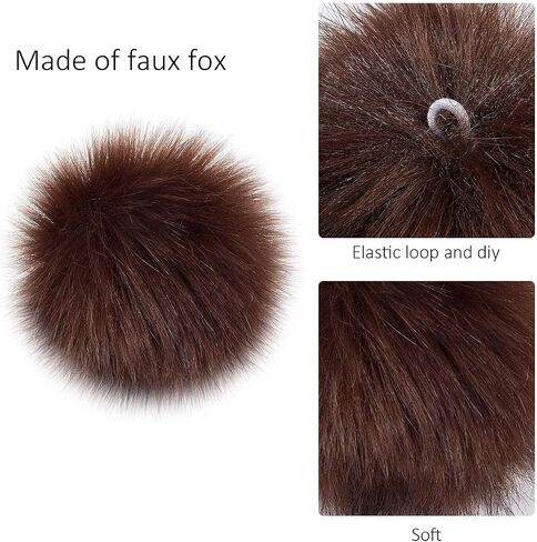 4.5" Fluffy Faux Fur Pom Poms for Hat Knitting & Crochet Accessories, 20Pcs in Kuwait