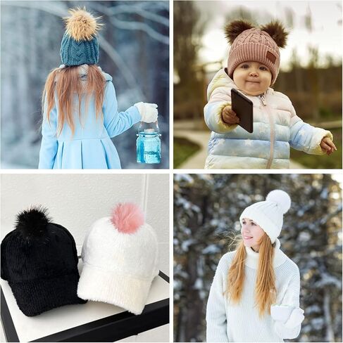 4.5" Fluffy Faux Fur Pom Poms for Hat Knitting & Crochet Accessories, 20Pcs in Kuwait