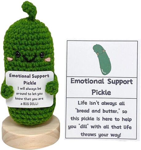 Handmade Emotional Support Pickled Cucumber Gift, Funny Birthday Gifts Knitted Cucumber with Positive Card Funny Decor Positive Potato Crochet for Encouragement Gifts for Friends in Kuwait
