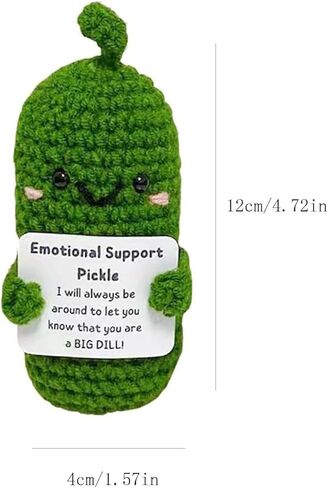 Handmade Emotional Support Pickled Cucumber Gift, Funny Birthday Gifts Knitted Cucumber with Positive Card Funny Decor Positive Potato Crochet for Encouragement Gifts for Friends in Kuwait