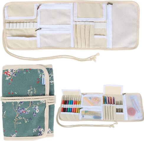 Teamoy Crochet Hook Case Organizer, Crochet Hook Roll Bag, Plum Flowers in Kuwait